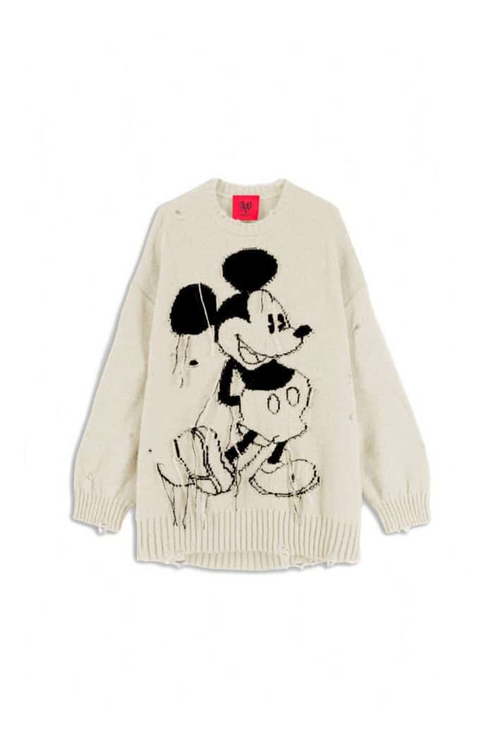 MAGLIA CON ROTTURE BIANCA MAXI PULL MICKEY Aniye By