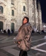 PELLICCIA MARRONE ECO FRANGE Le Volière