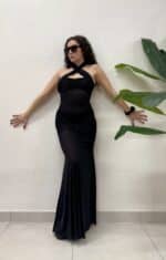 ABITO LUNGO NERO LONG DRESS XENA Aniye By