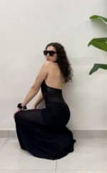 ABITO LUNGO NERO LONG DRESS XENA Aniye By