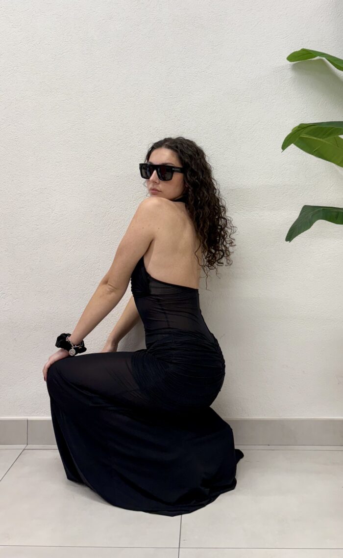 ABITO LUNGO NERO LONG DRESS XENA Aniye By