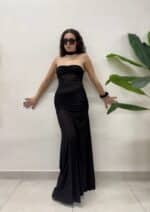 ABITO LUNGO NERO LONG DRESS XENA Aniye By