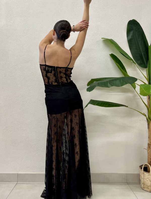 ABITO PIZZO NERO LONG DRESS ZIRA Aniye By