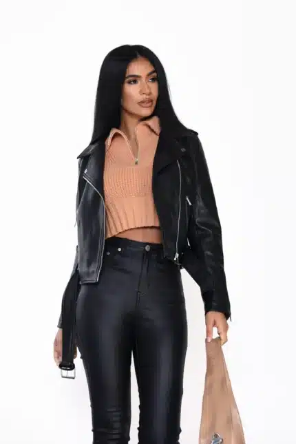 GIACCA CHIODO ECOPELLE NERO Glamorous