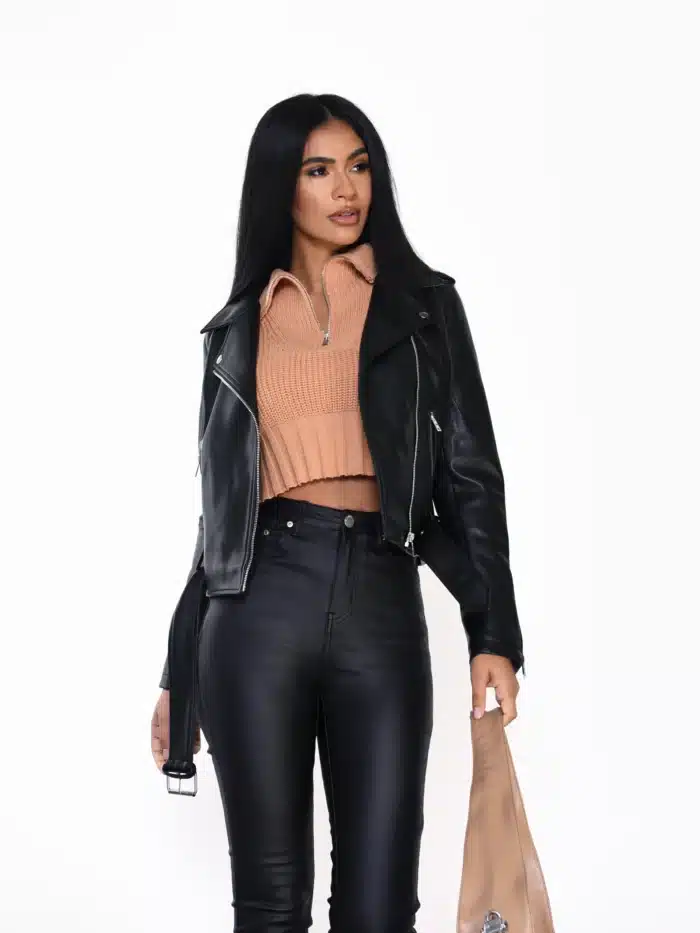 GIACCA CHIODO ECOPELLE NERO Glamorous