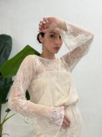 MAGLIA BLUSA IN PIZZO PANNA Kontatto