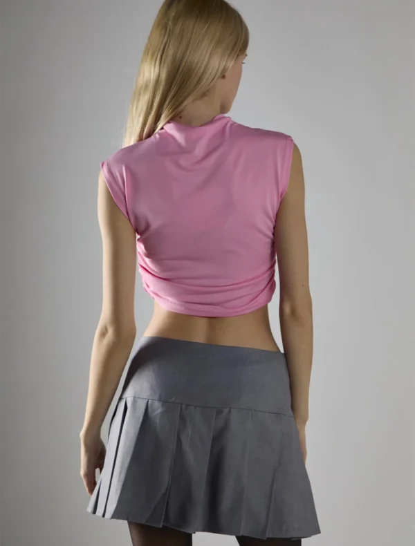 CROP TOP SMANICATO ROSA Glamorous