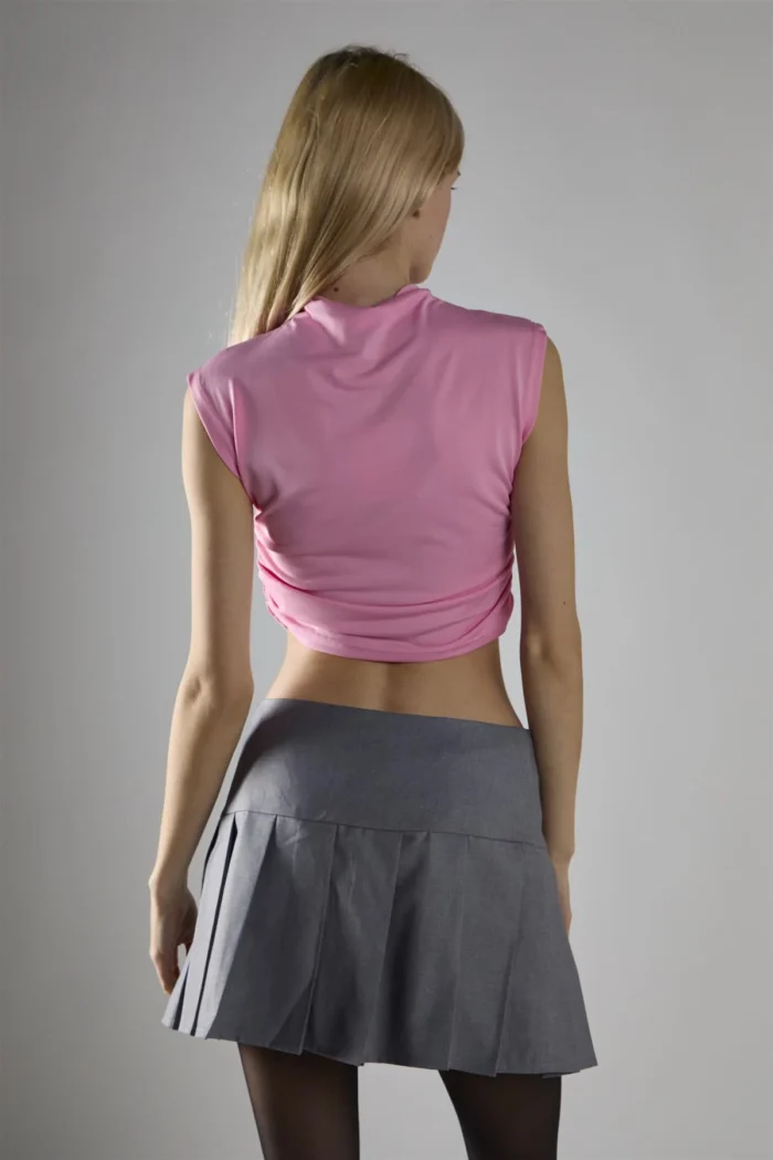 CROP TOP SMANICATO ROSA Glamorous