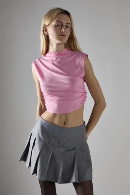 CROP TOP SMANICATO ROSA Glamorous
