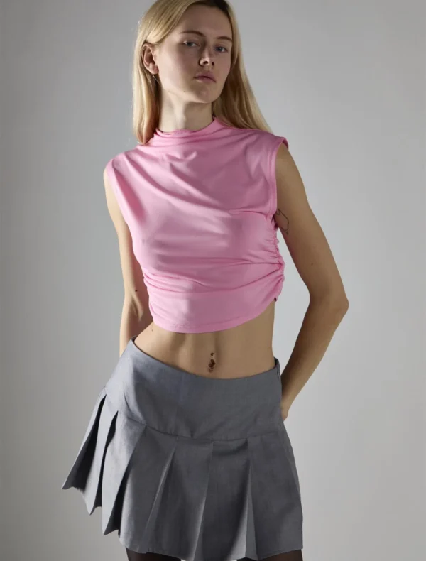 CROP TOP SMANICATO ROSA Glamorous