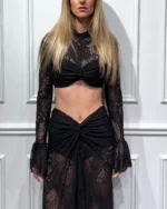 MAGLIA CROP TOP PIZZO NERO Haveone
