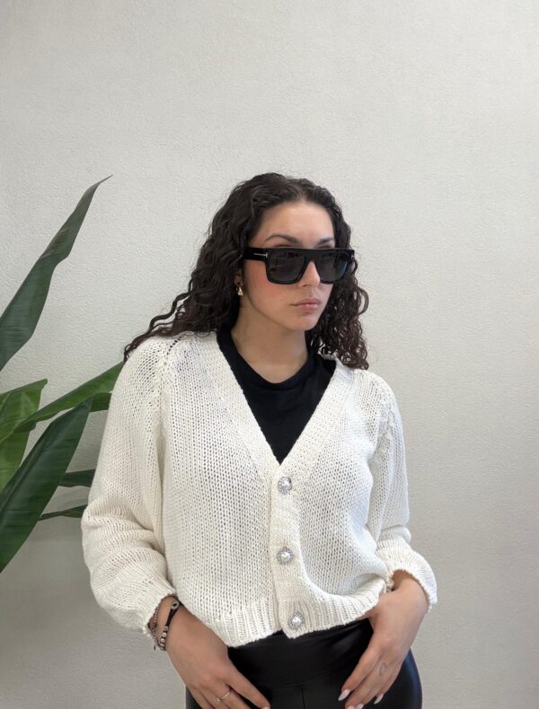 CARDIGAN BIANCO BOTTONI GIOIELLO Haveone