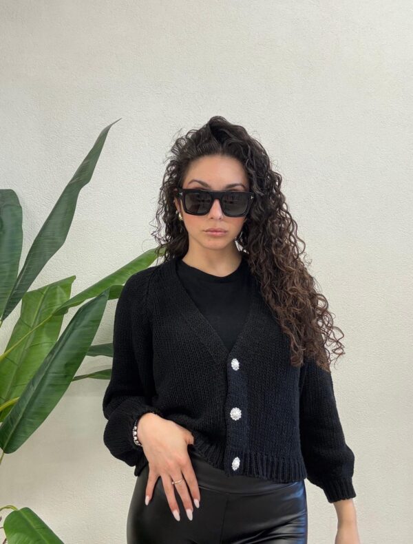 CARDIGAN NERO BOTTONI GIOIELLO Haveone