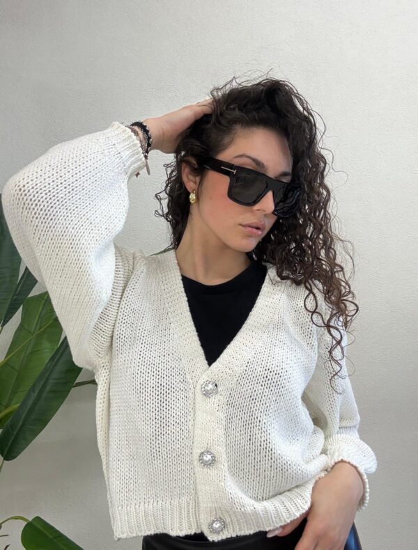CARDIGAN BIANCO BOTTONI GIOIELLO Haveone