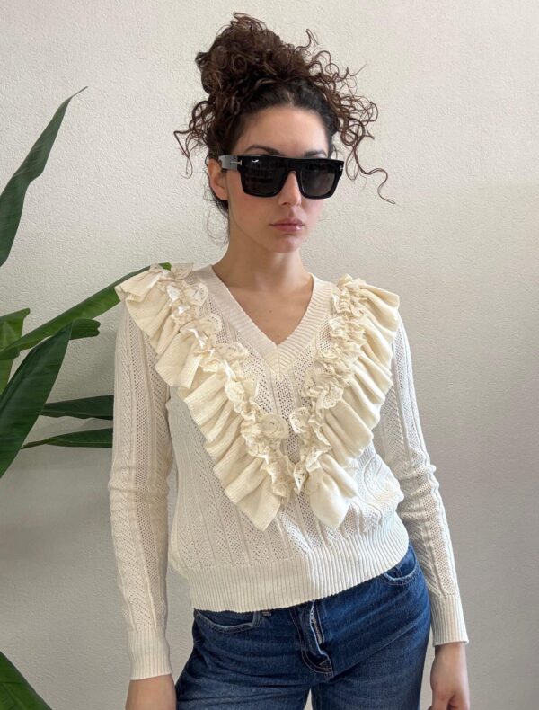MAGLIA PULL LATTE TRAFORATA Haveone