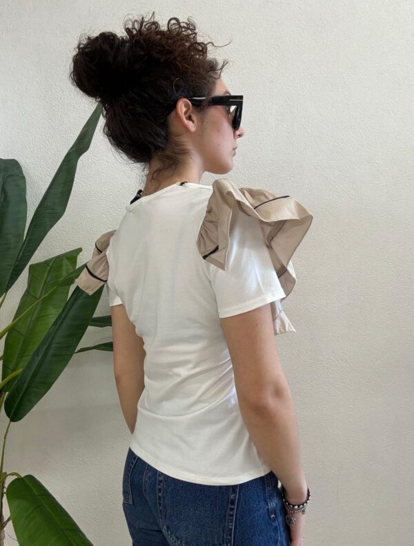 T-SHIRT VOLANT BEIGE Haveone
