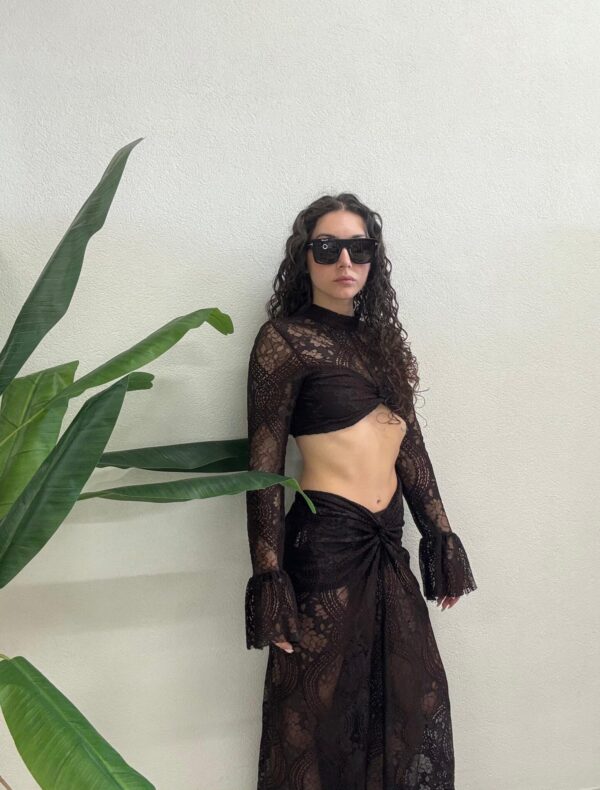 MAGLIA CROP TOP PIZZO MORO Haveone