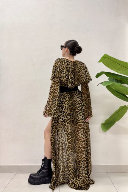 ABITO ANIMALIER CAPE LONG DRESS LILY Aniye By