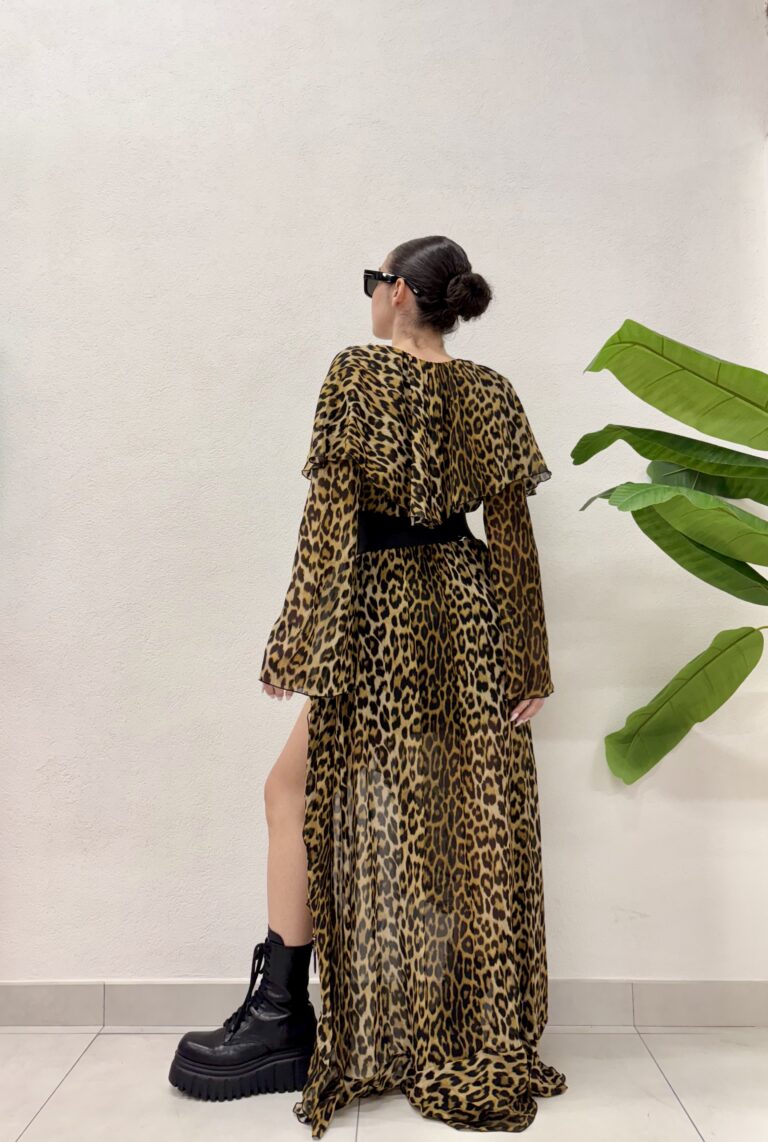 ABITO ANIMALIER CAPE LONG DRESS LILY Aniye By