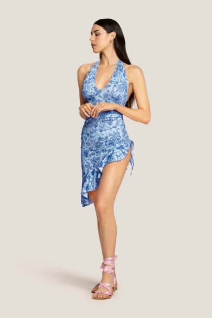 ABITO CORTO ASIMMETRICO CASHMERE AZZURRO 4giveness