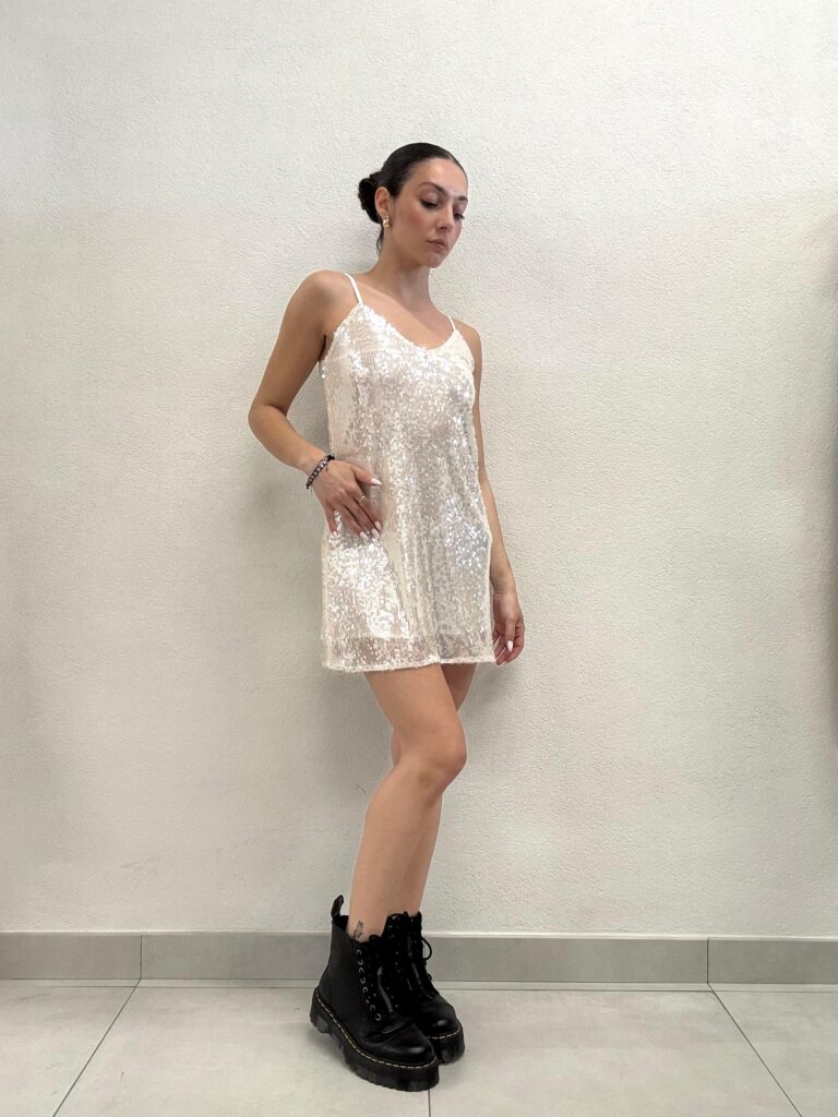 ABITO CORTO PAILLETTES AVORIO HORIZONTE Relish