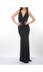 ABITO LUNGO NERO LONG DRESS DEMI Aniye By