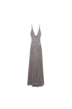 ABITO LUNGO PAILLETTES ARGENTO LONG DRESS ROSE Aniye By