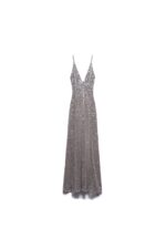ABITO LUNGO PAILLETTES ARGENTO LONG DRESS ROSE Aniye By