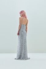ABITO LUNGO PAILLETTES ARGENTO LONG DRESS ROSE Aniye By