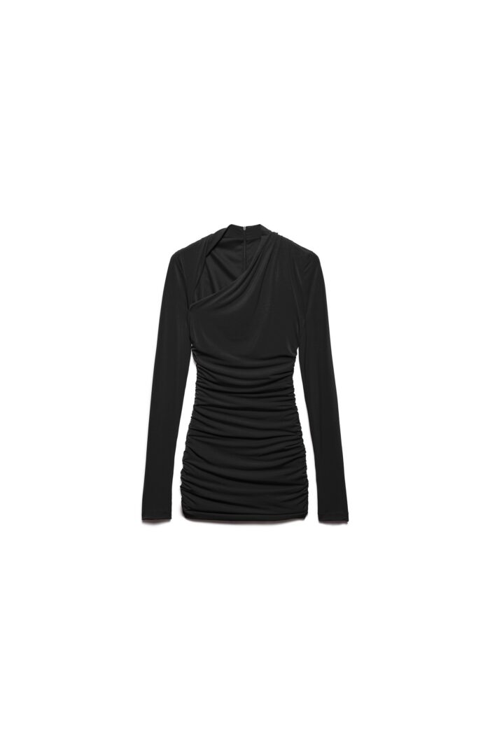 ABITO TUBINO NERO CRIMPED DRESS DEMI Aniye By