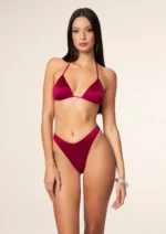 BIKINI TRIANGOLO IN RASO BORDEAUX Effek