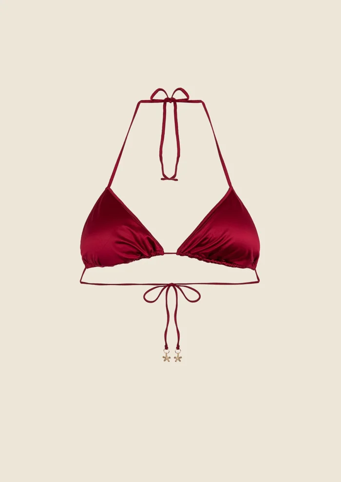 BIKINI TRIANGOLO IN RASO BORDEAUX Effek