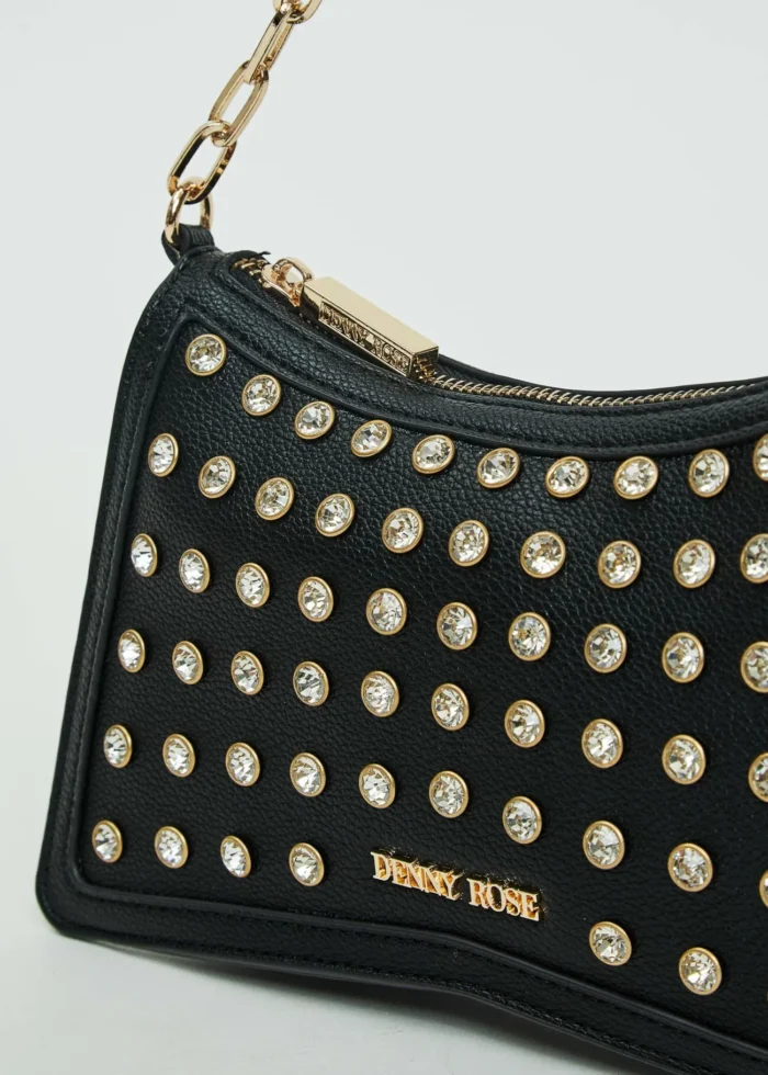 BORSA A SPALLA NERA STRASS Denny Rose