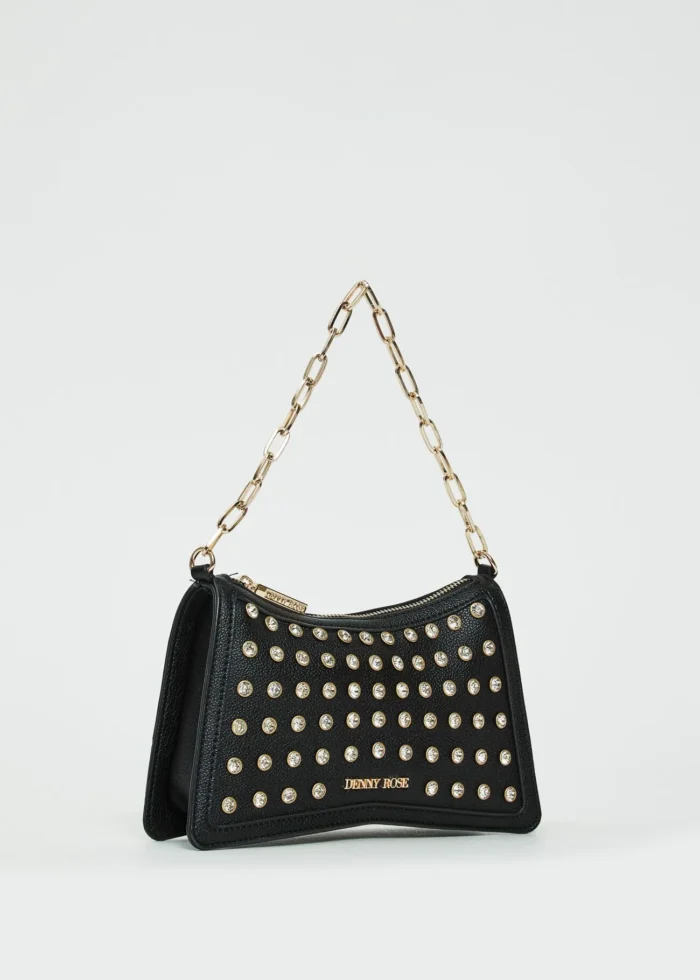 BORSA A SPALLA NERA STRASS Denny Rose