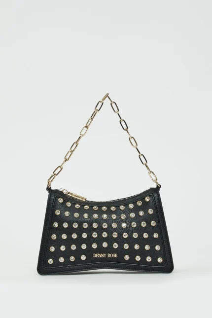 BORSA A SPALLA NERA STRASS Denny Rose