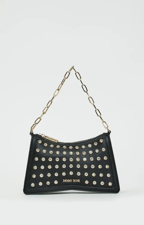 BORSA A SPALLA NERA STRASS Denny Rose