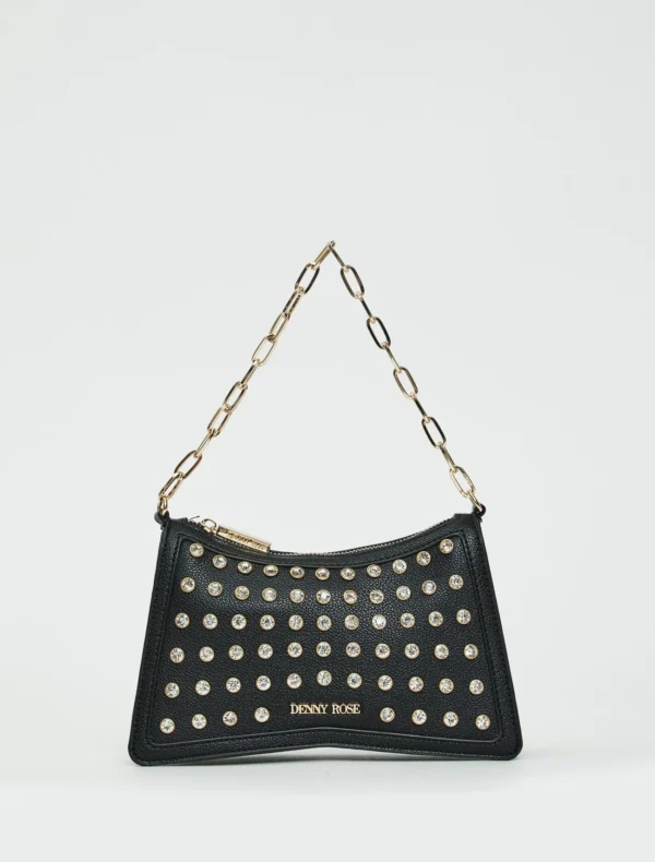 BORSA A SPALLA NERA STRASS Denny Rose