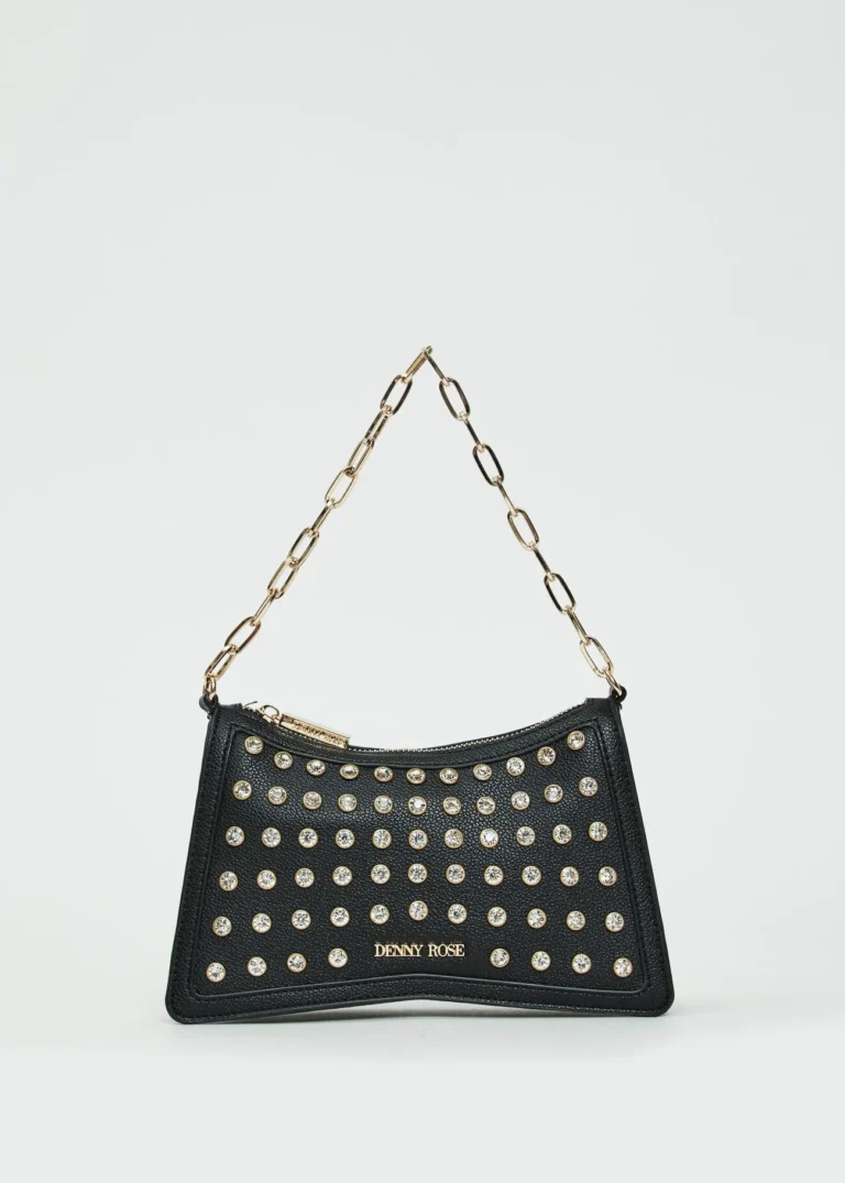 BORSA A SPALLA NERA STRASS Denny Rose