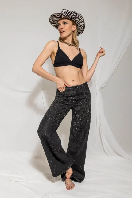 JEANS GRIGIO SCURO STRASS LOUISE Relish
