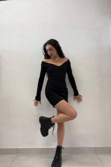 ABITO NERO "V" NECK DRESS SANDY Aniye By
