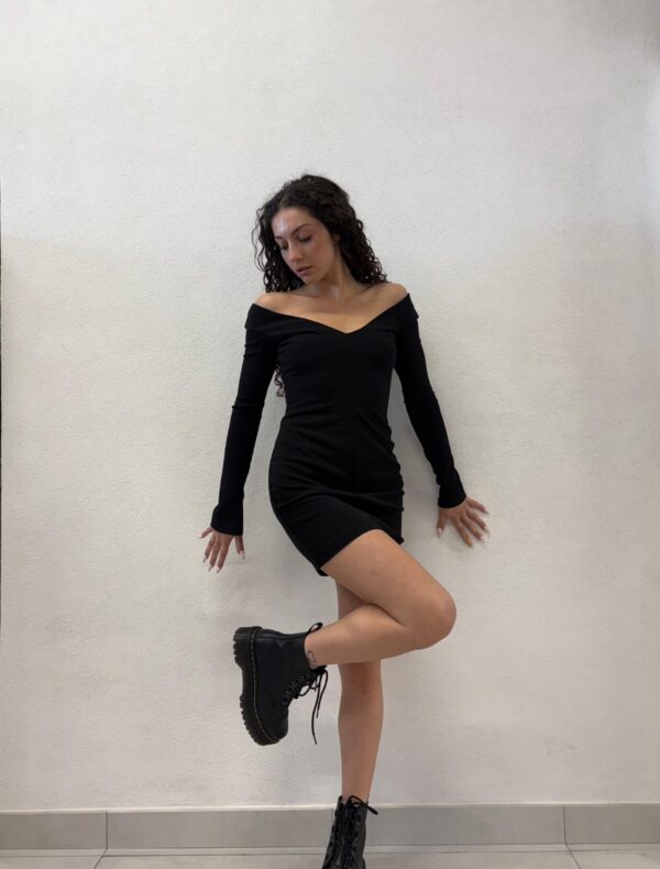 ABITO NERO "V" NECK DRESS SANDY Aniye By