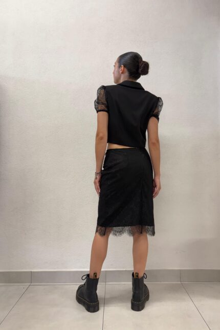 BOLERINO GILET NERO E PIZZO Denny Rose