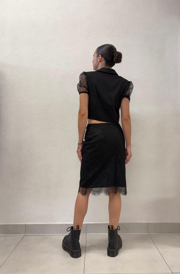 BOLERINO GILET NERO E PIZZO Denny Rose