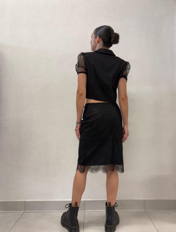 BOLERINO GILET NERO E PIZZO Denny Rose