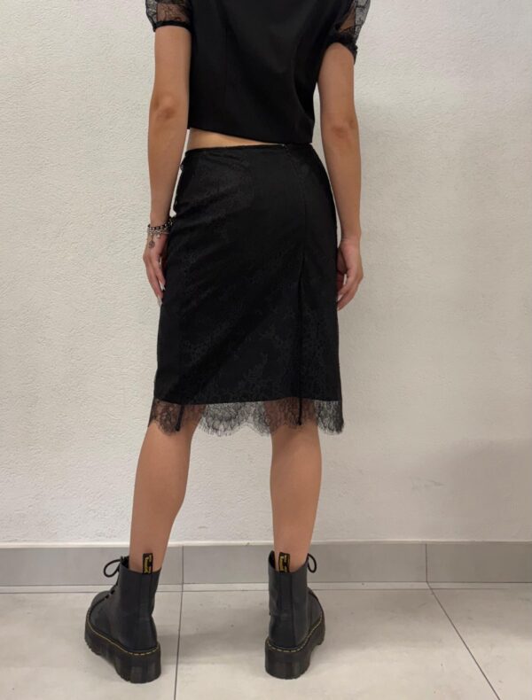 GONNA LONGUETTE NERA E PIZZO Denny Rose