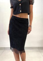GONNA LONGUETTE NERA E PIZZO Denny Rose