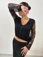 CARDIGAN NERO E PIZZO Denny Rose