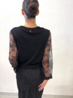 CARDIGAN NERO E PIZZO Denny Rose