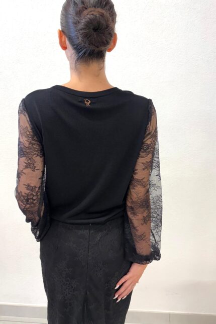 CARDIGAN NERO E PIZZO Denny Rose