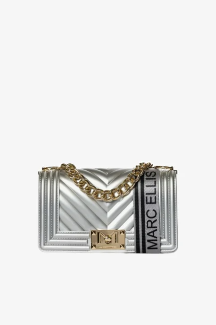 BORSA FLAT SMALL ARGENTO Marc Ellis